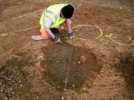 Archeologists excavated an Iron Age rubbish pit at Cheesemans Green, Ashford