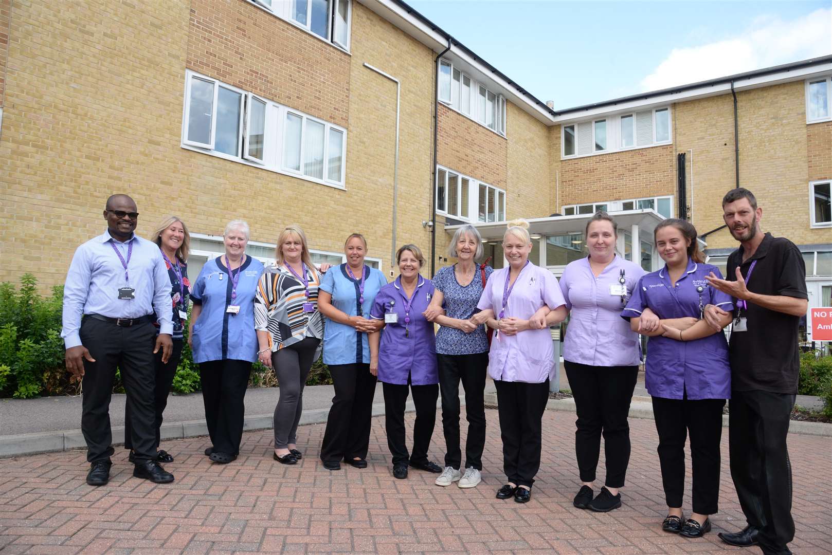 Staff celebrating at Amerherst Court care home in Palmerstom Rad, Chatham which has received and outstanding CQC report. Picture: Chris Davey. (3911874)