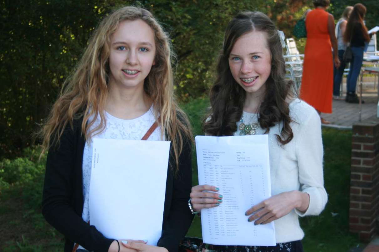 Holly Macmahon and Eleanor Swan who both achieved 12A*s from Maidstone Girls' Grammar School