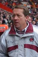 UPSET: Curbishley's feelings are reflected in his expression during the Leicester tie. Picture: MATT WALKER
