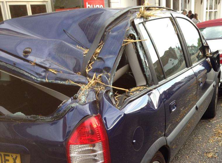 Wrecked cars in Tenterden High Street. Picture: @TenterdenTown