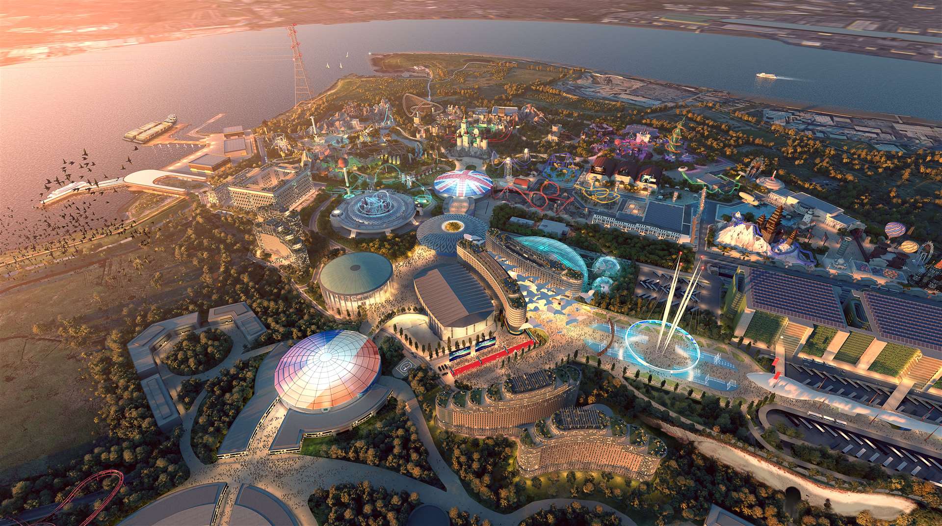 A detailed artist's impression of what the London Resort theme park will look like