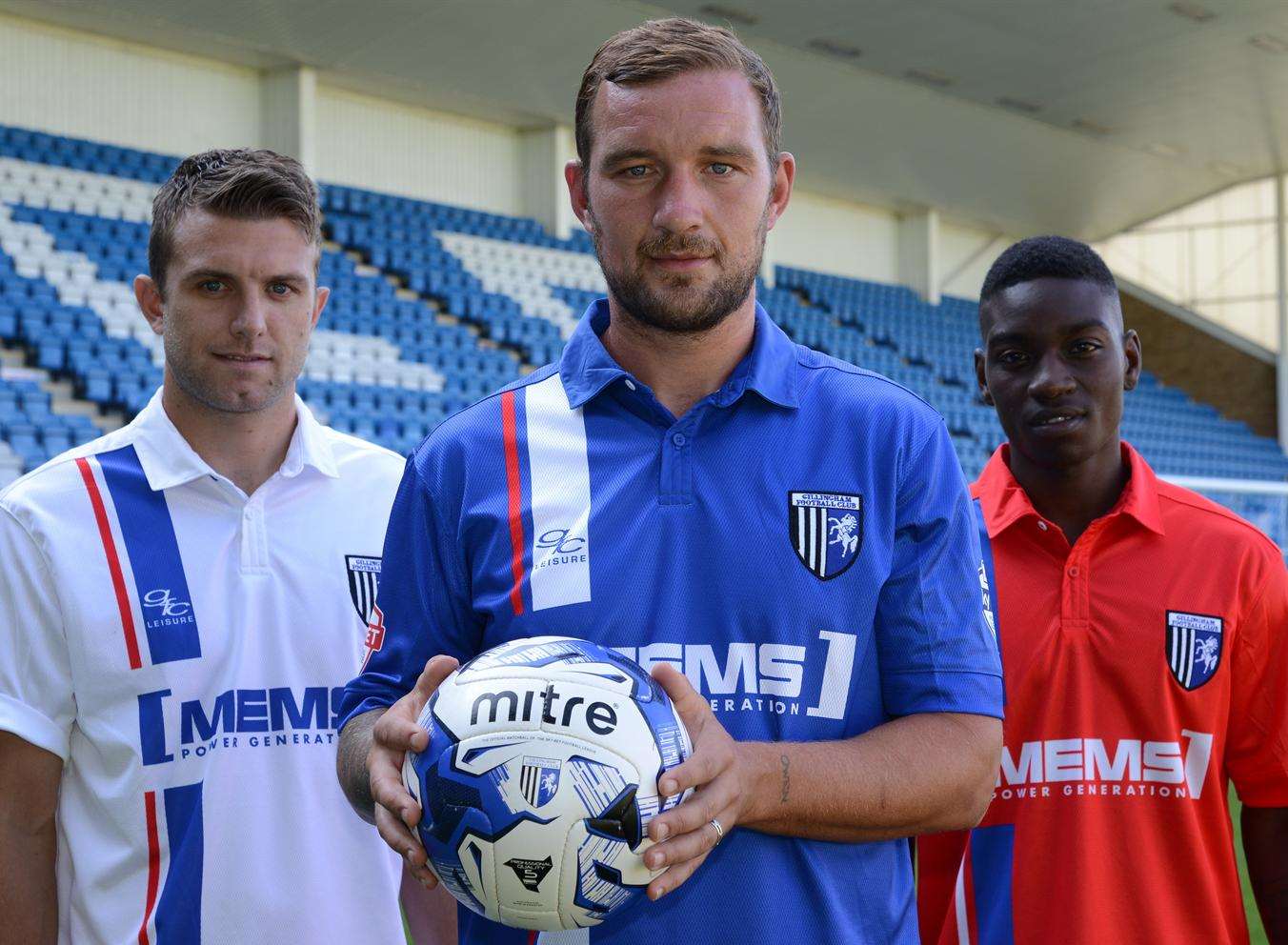 Doug Loft (left), Danny Kedwell and Jermaine McGlashan (right) are some of the experienced heads next season, in what is a young Gills squad. Picture: Gary Browne