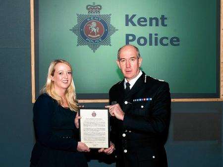 DC Emily Hooper, who currently works within the Nackington Combined Safeguarding Team but was based at Sittingbourne as a child abuse investigator, received a Chief Constable’s Commendation award for her commitment and determination after investigating a number of child abuse cases.