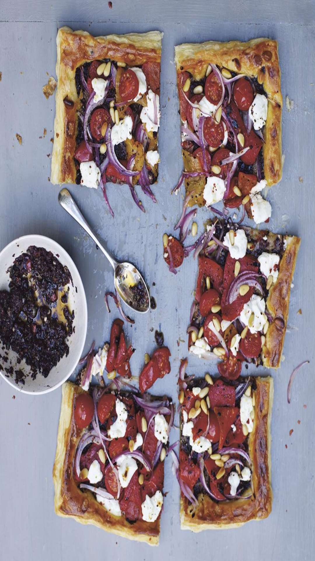 The roasted red pepper and goat's cheese tart