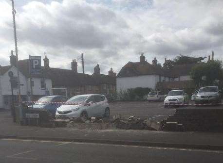 The car park wall was damaged. Picture: Lily Bovingdon