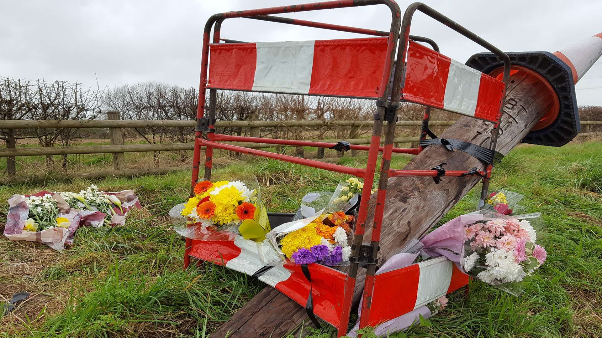 Floral tributes have been left at the site where Leanna died