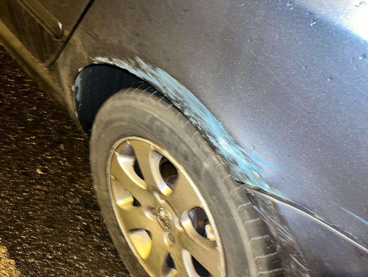 Scratches were left on the side of the car. Picture: Daniel Byrne
