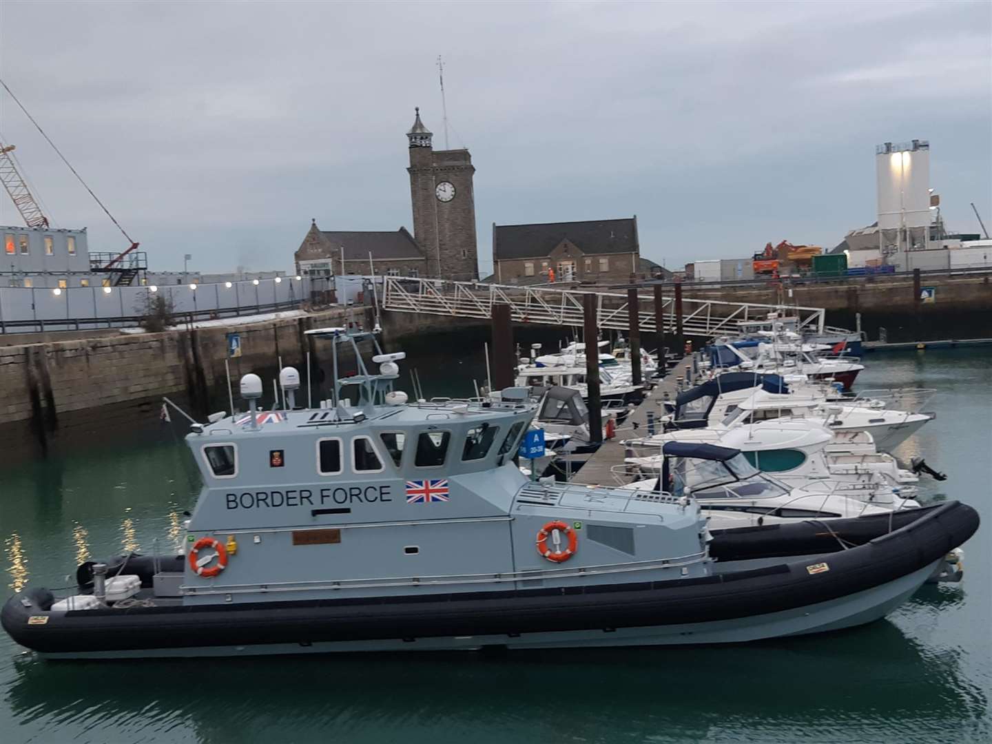Border Force Coastal Patrol Vessel at Dover Western Docks. Stock image