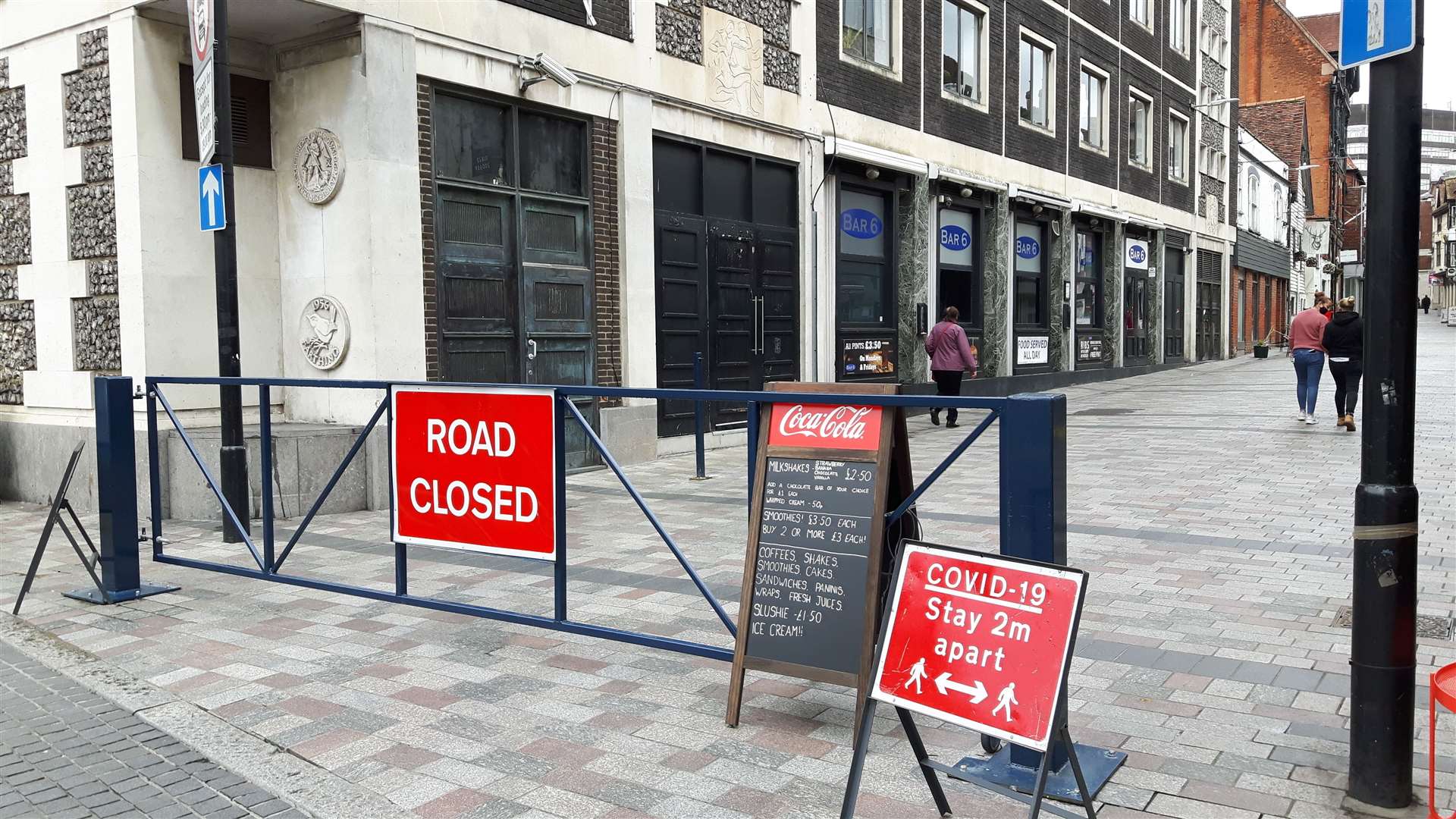 Maidstone council's new measures to enforce the pedestrian zone in Middle Row, Maidstone