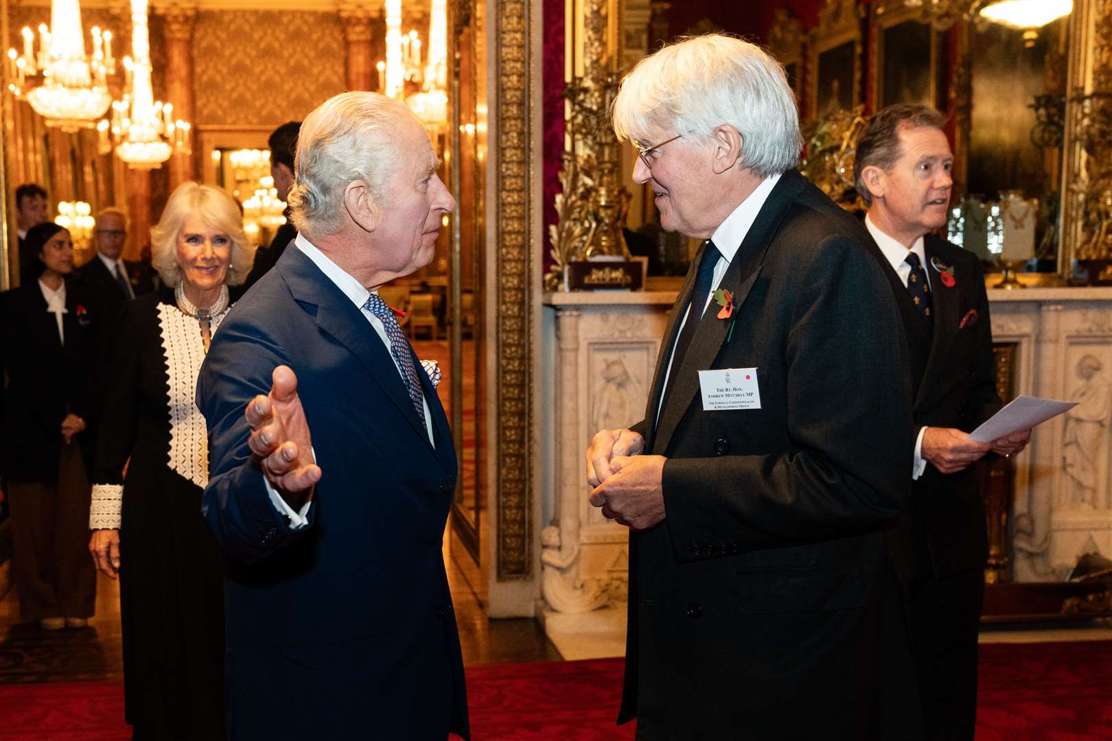 The King with MP Andrew Mitchell during a reception at Buckingham Palace (Aaron Chown/PA)