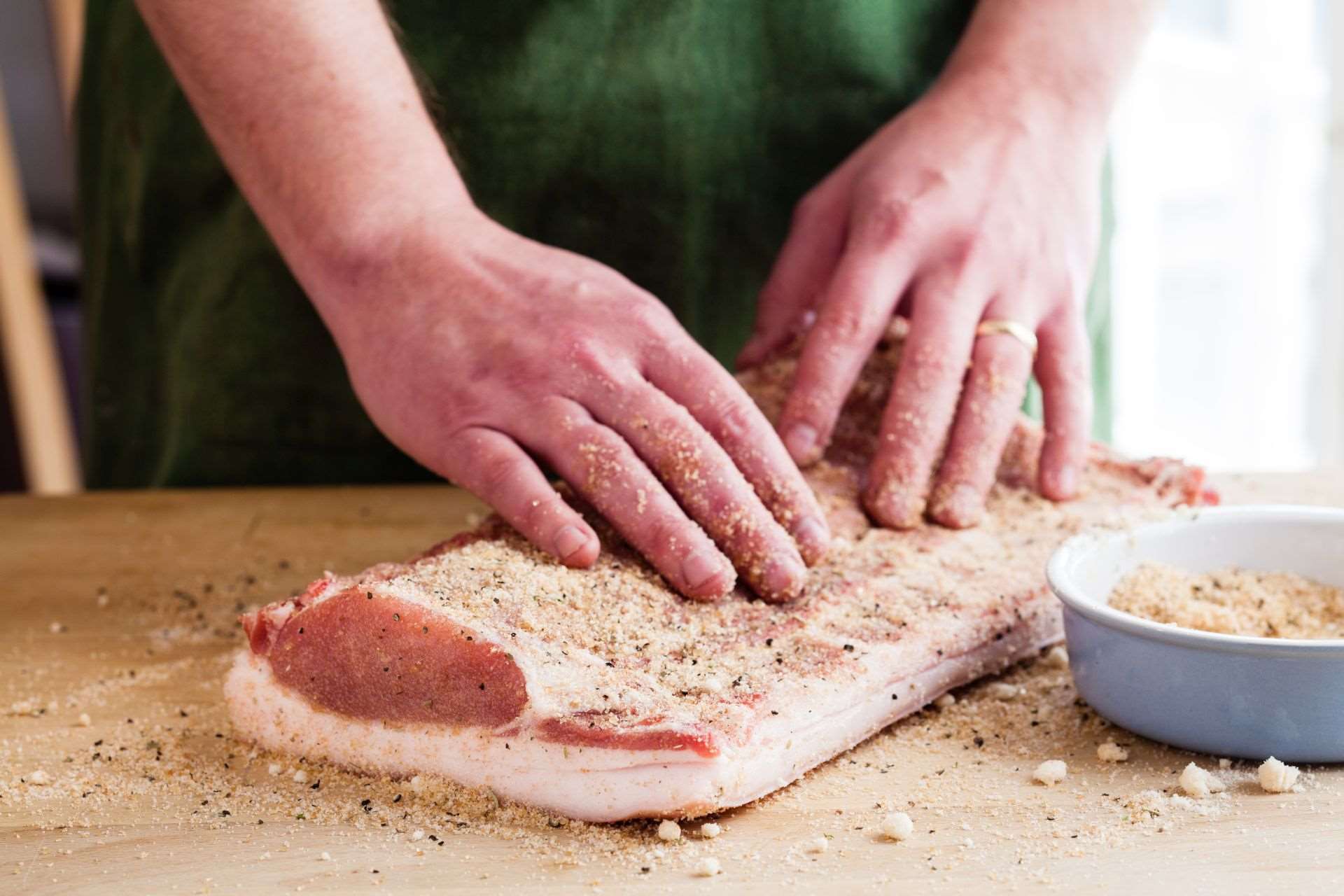 Bacon is cured using traditional methods