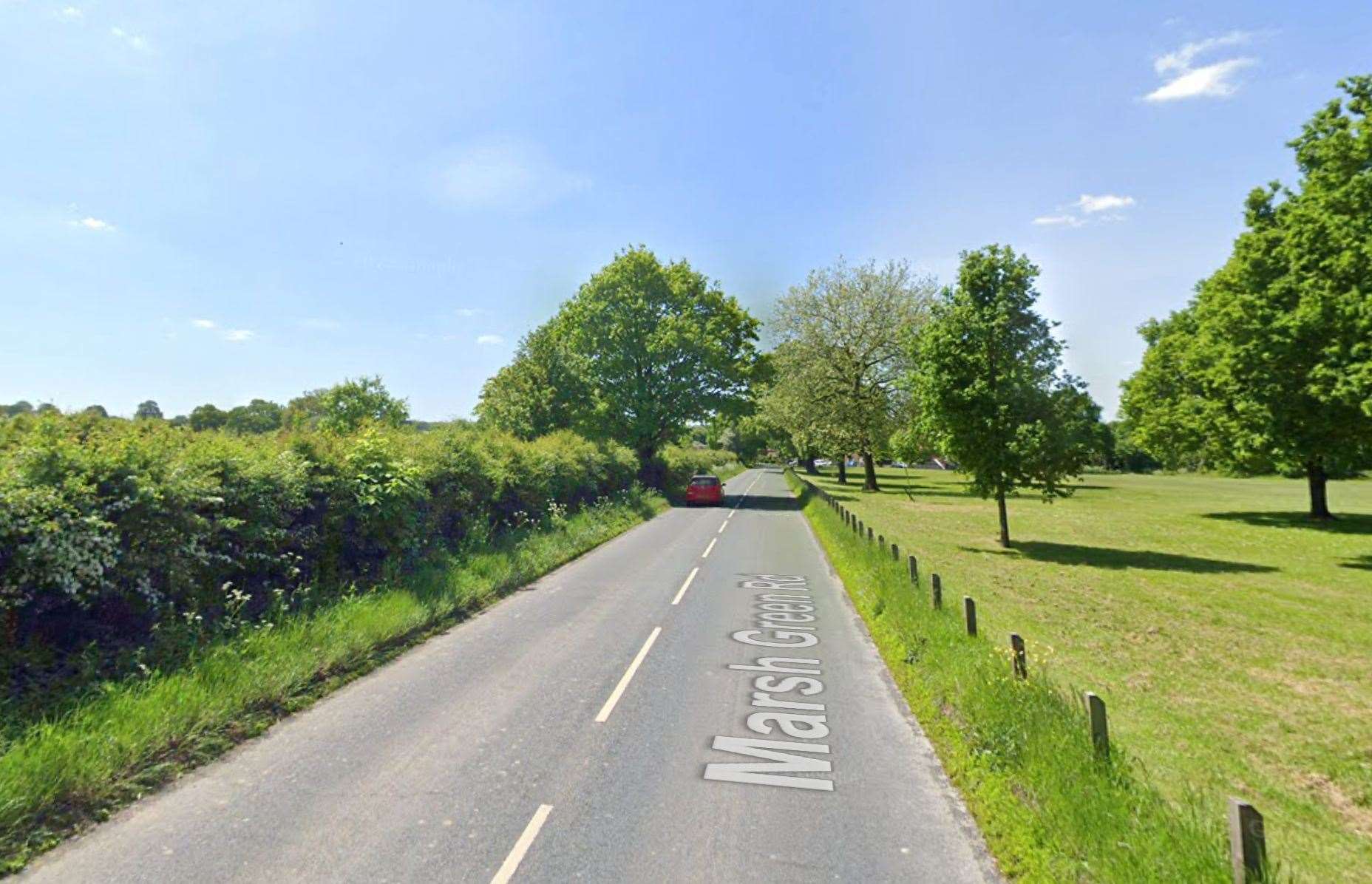 Katie was cycling along Marsh Green Road in Edenbridge when the incident happened. Picture: Google