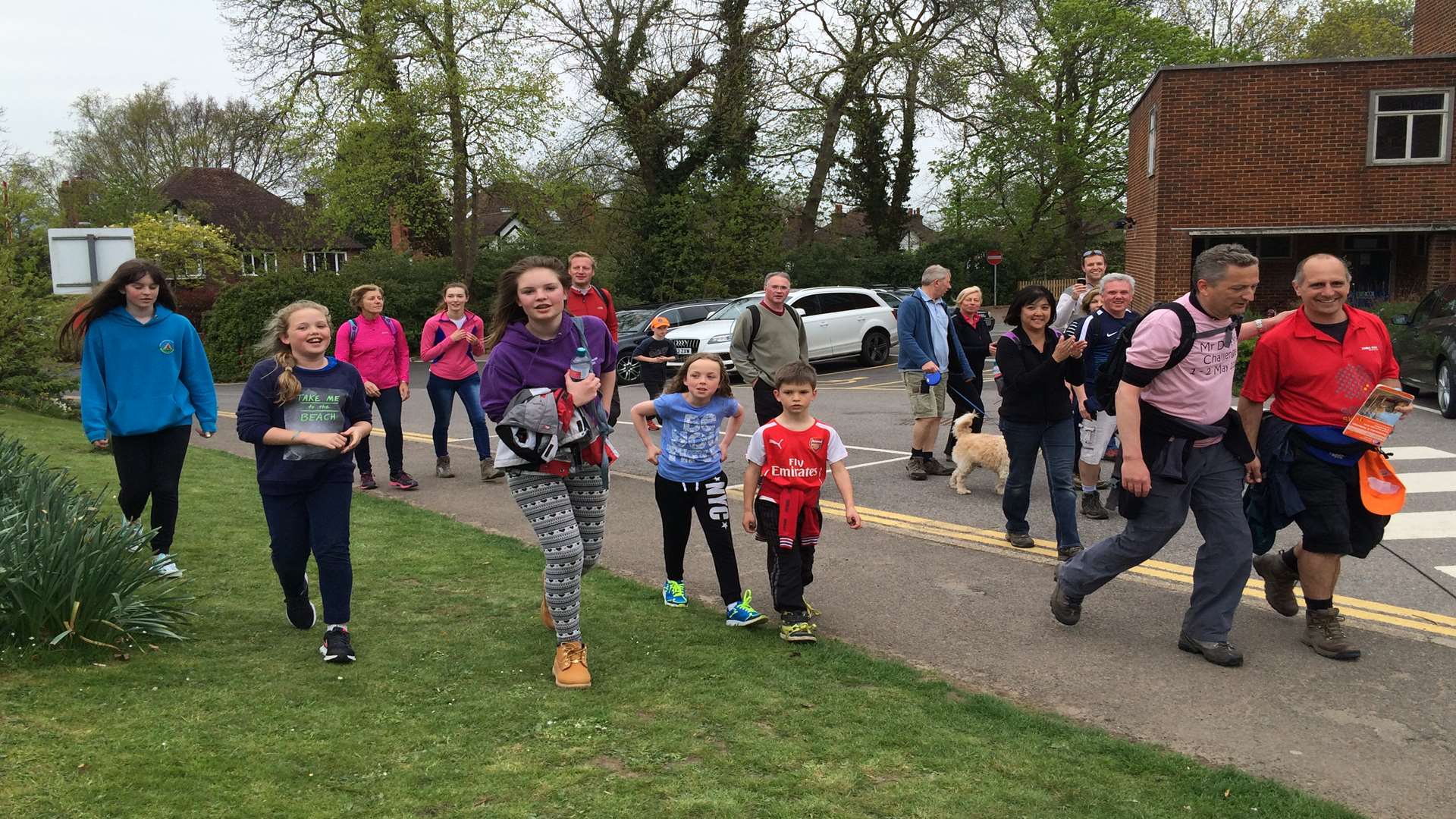 Supporters joined Mr Duffy and Mr Newman for part of the 55-mile walk to raise funds for Sevenoaks Primary School.