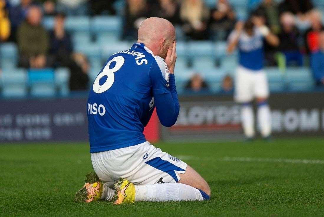 Frustration from Jonny Williams as Gillingham lose to Newport County Picture: @Julian_KPI