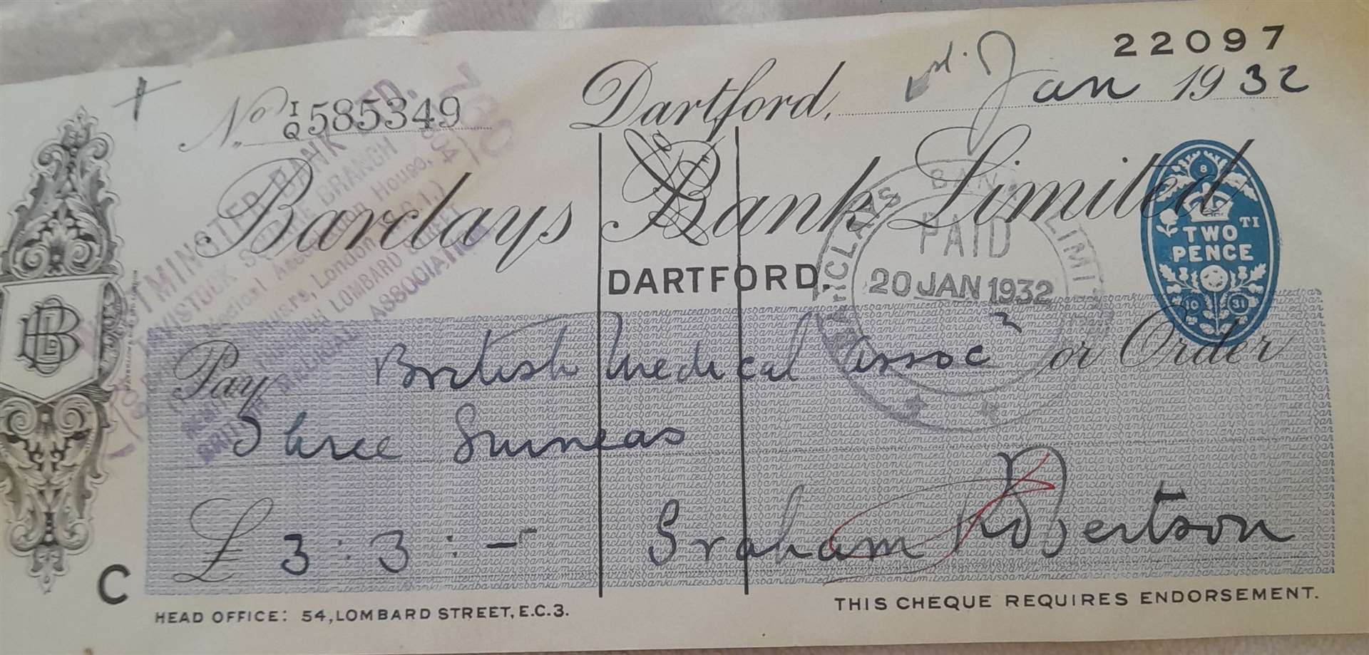 Liz Edgar found the almost 90-year-old cheque in her loft in Charles Street