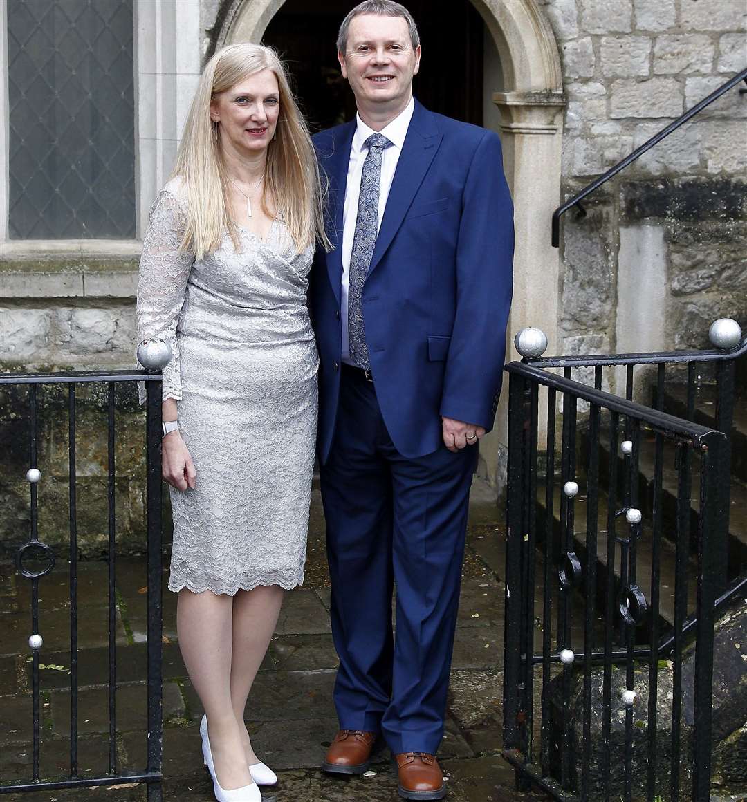 Tim Willetts and Melanie Stanford after their wedding at the Archbishop's Palace
