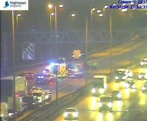 A serious crash has closed the A2 coastbound. Picture: Highways England