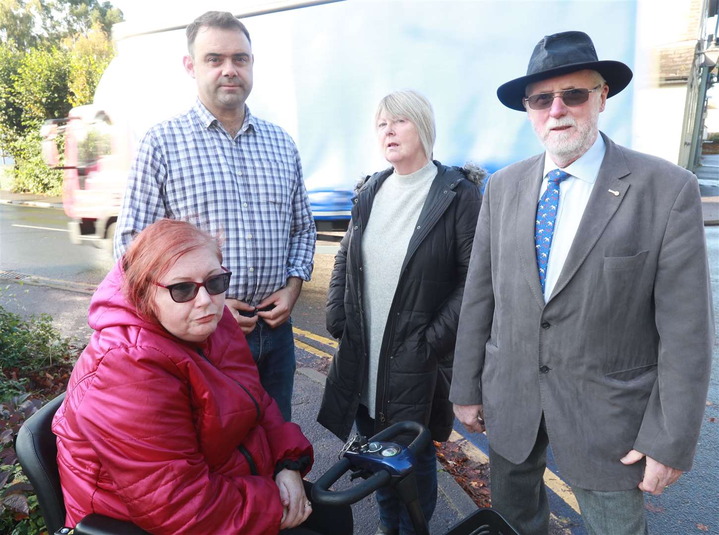From left, Lizzy Hare, James Willis, Alison Taylor and Cllr Brian Vizzard at the junction of St Andrew's Road and Hermitage Lane. Picture: John Westhrop