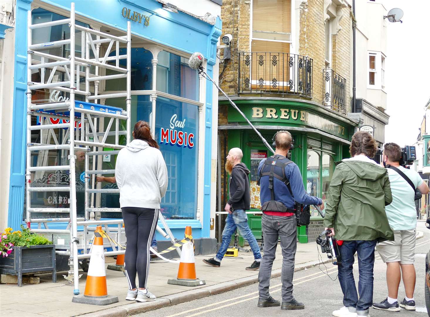 Film crews outside Olby's Soul Cafe in Margate Old Town. Picture: Frank Leppard Photography