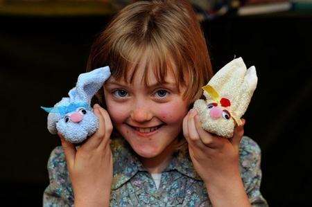 Holly Walker and bunnies from the art and craft show at Sheppey Little Theatre