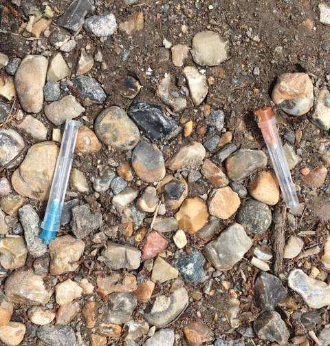 Mr Taylor found about 10 used needles. Picture: Ashley Taylor