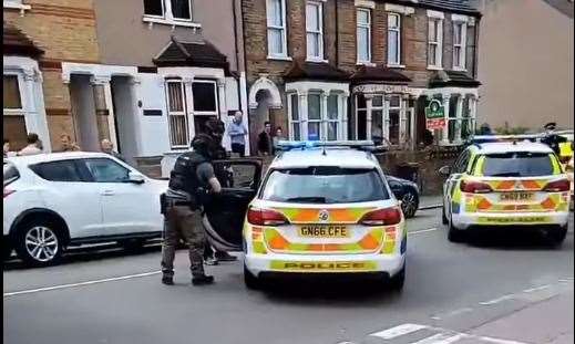 Armed police were pictured in Dartford Road yesterday