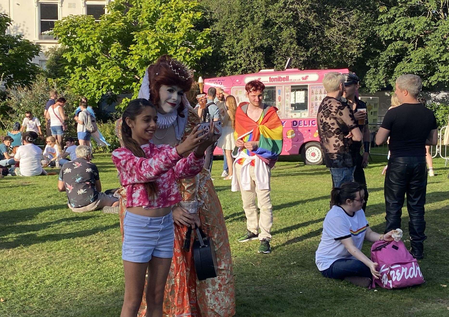 Young fans posed for selfies with drag queens
