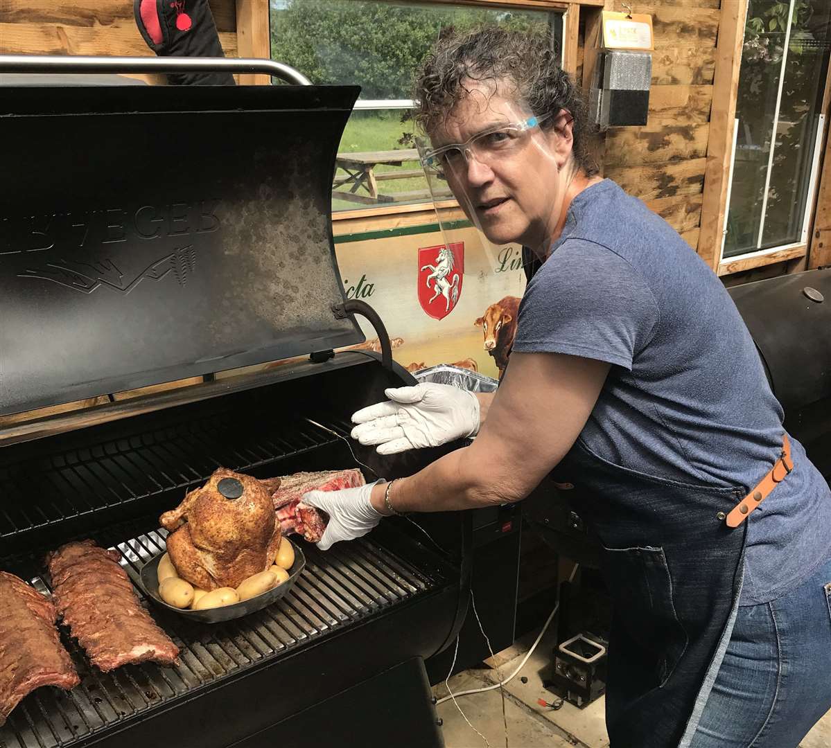Jackie Weight owns 21 grills, has cooked for celeb chefs and even barbecues her Christmas turkey. Pictured: SWNS