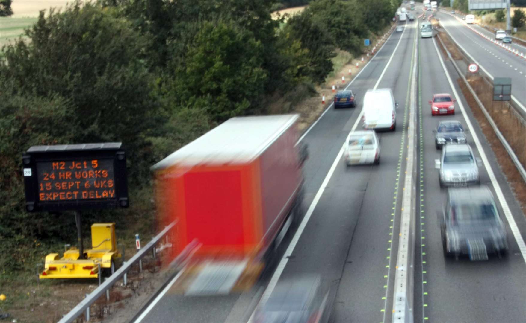 There are roadworks on the M2 and the M20
