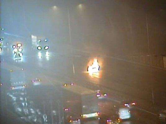 The car on fire. Picture: Highways England (5834177)