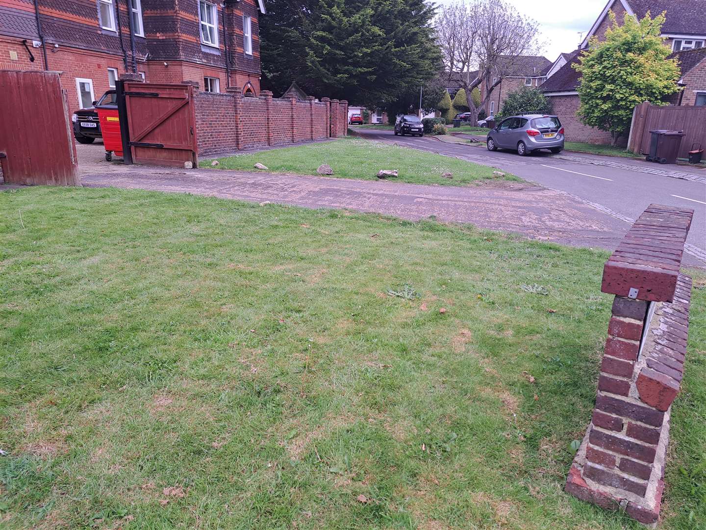 The green verge in front of The Vale will be turned into parking