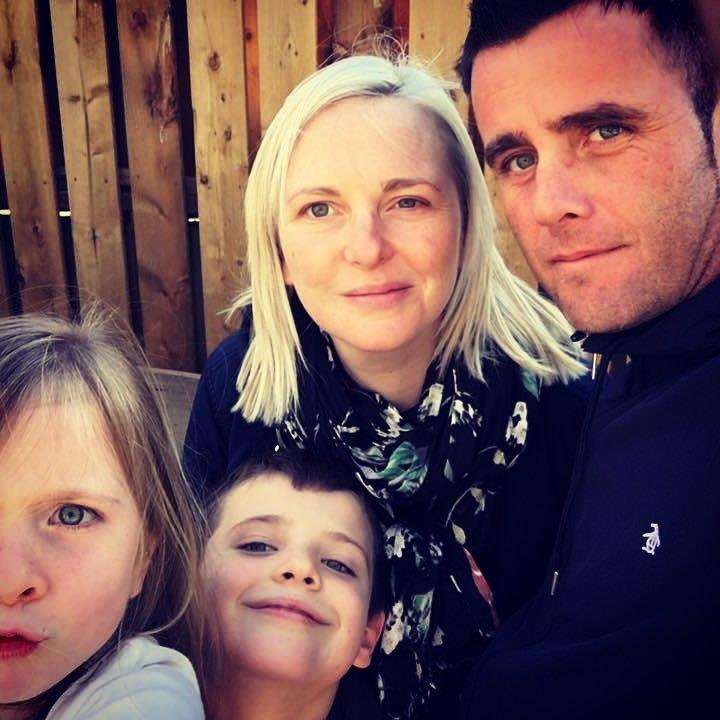 Freya, Aiden, Claire and husband Trevor while she lived with Bell's Palsy, after the birth of their third child, Connor (6901434)