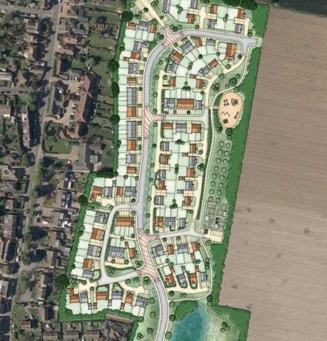Some 115 homes could be built on a field, with residents saying the houses will add extra pressure on infrastructure. Picture: CSA Architects