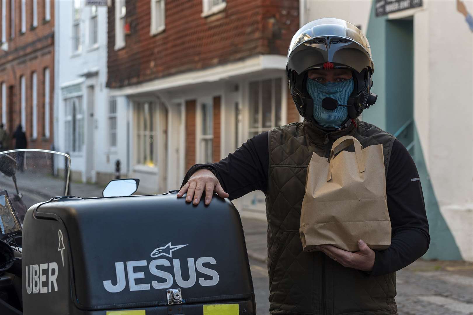 An Uber delivery driver with a takeaway. Picture Jo Court