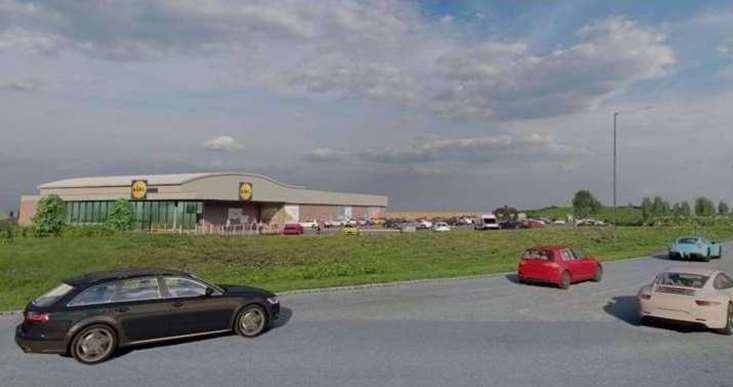 An artist's impression of how a new Lidl could look at Cowstead Corner, Queenborough. Picture: One Design