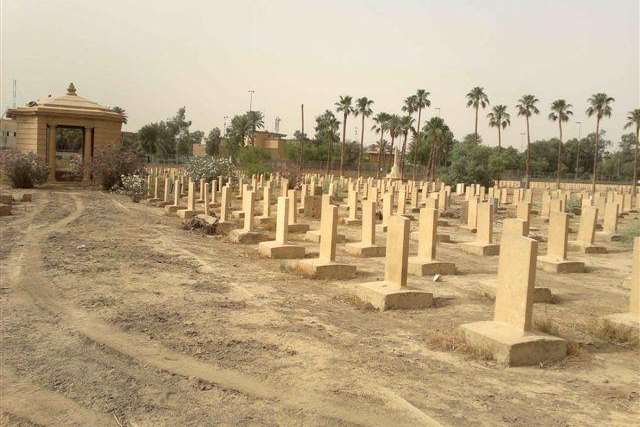 Some of the newly erected headstones at the British North Gate Cemetery in Baghdad