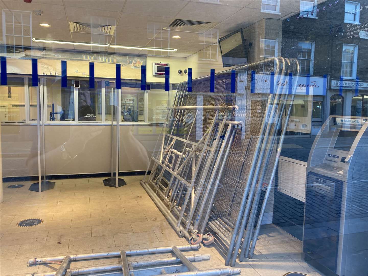 Inside Barclays Bank which has shut for good in Sheerness Broadway. Workers arrived to unload scaffolding and take away money during the Free Music Friday event