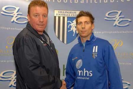 Nicky Southall (right) with Ronnie Jepson at a press conference at Priestfield on Thursday. Picture: MIKE SMITH