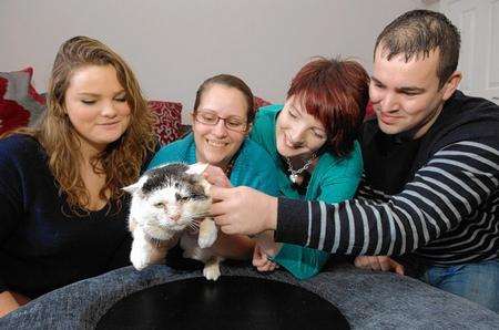 Lisamarie Curtis, Karen Woolton, Bex and Simon York, of Cat Care Rescue, and and Norman who needs re-homing.