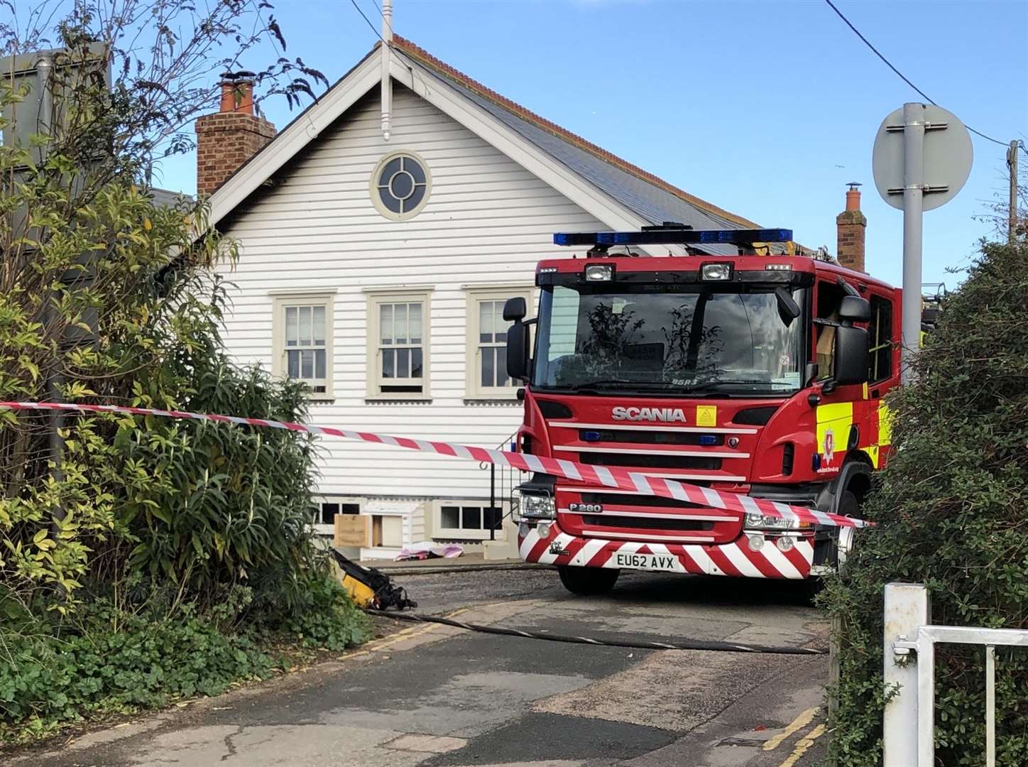 A fire engine at the scene of the blaze. Picture: Whitstable Nest