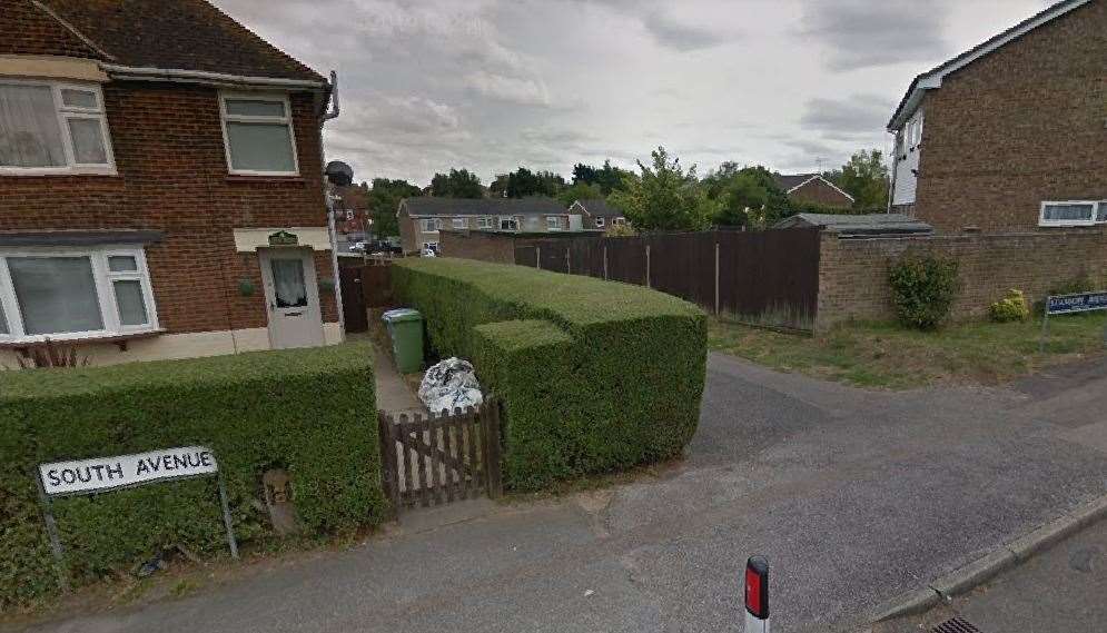 The incident happened in an alleyway near South Avenue and Peregrine Road, Sittingbourne. Picture: Google