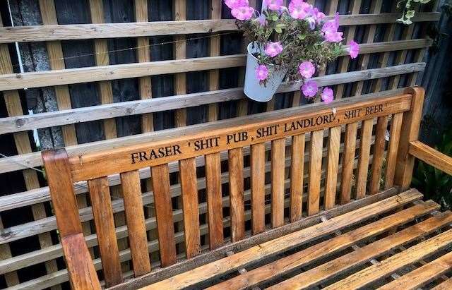 Regular Fraser was clearly joking, but it hasn’t stopped his mates from marking his passing with his favourite saying on a bench