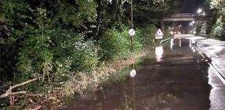 The flood on the London-bound A2 near Dover. Picture: National Highways