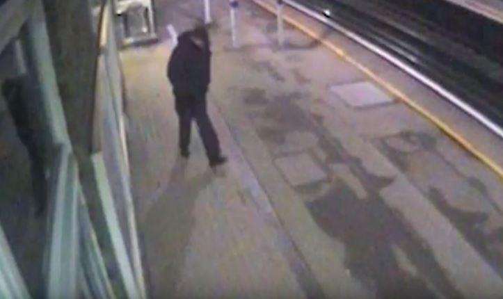 CCTV shows Simmons walking back up Knockholt station seconds after the brutal murder. Picture: British Transport Police