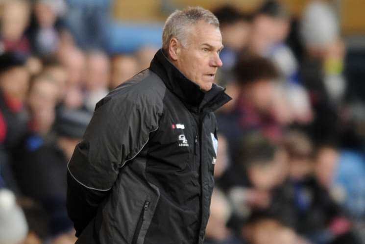 Gills boss Peter Taylor watches on during the 3-1 defeat to Bristol City Picture: Barry Goodwin