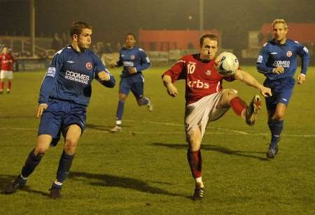 Ian Pulman looks for a way through the Welling defence. Picture: BARRY GOODWIN