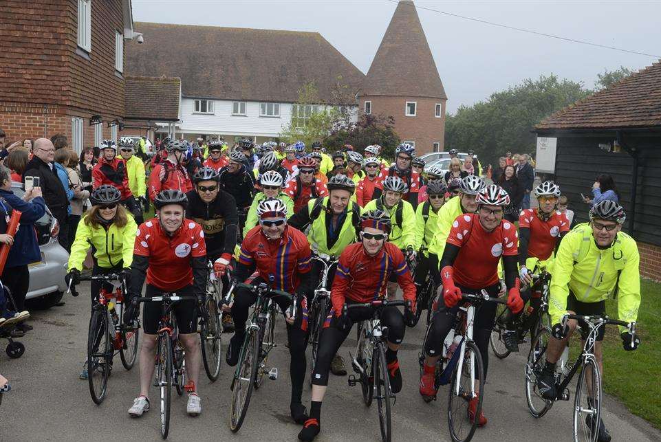Riders ready to set off on the Demelza cycle ride to Paris