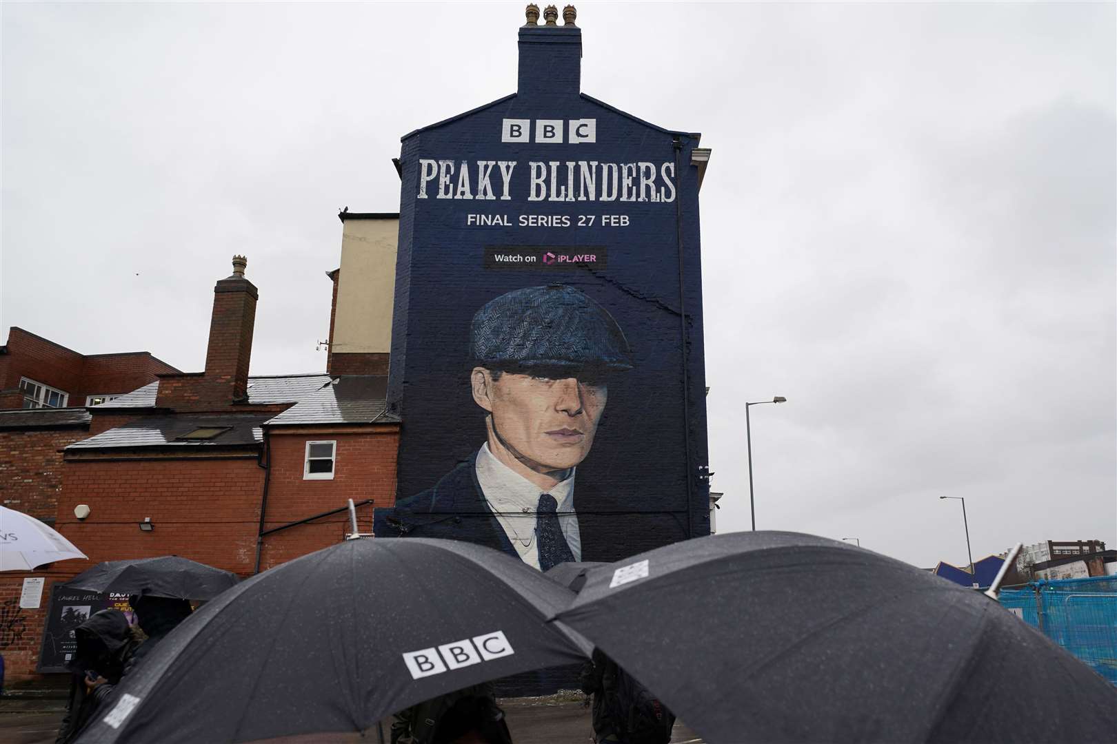 A mural by artist Akse P19 of actor Cillian Murphy as Peaky Blinders crime boss Tommy Shelby in the historic Deritend area of Birmingham (Jacob King/PA)