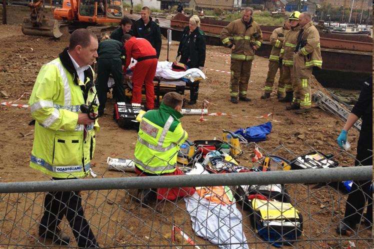Rescuers were called in to help after the man's fall